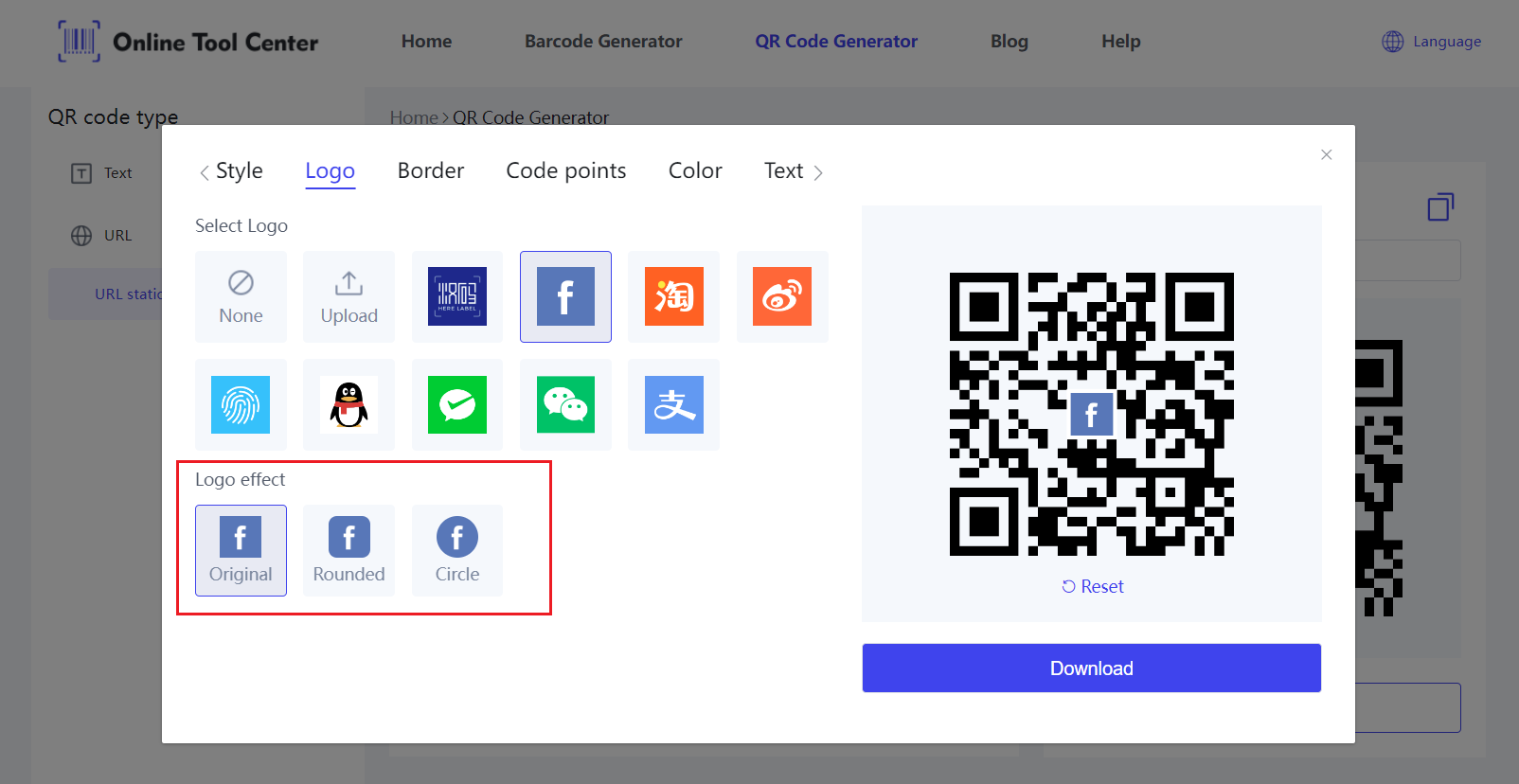 Generator de coduri QR Facebook cu logos.png