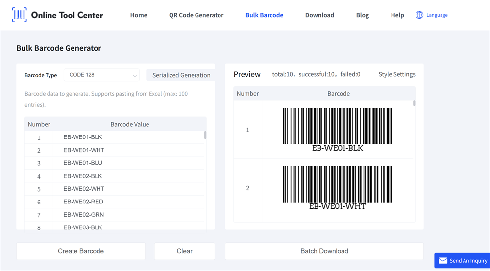 bulk barcode generator generator de coduri de bare în masă