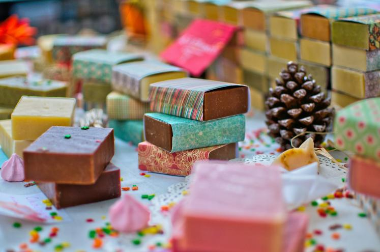 Colsauful handmade soap bars stacked
