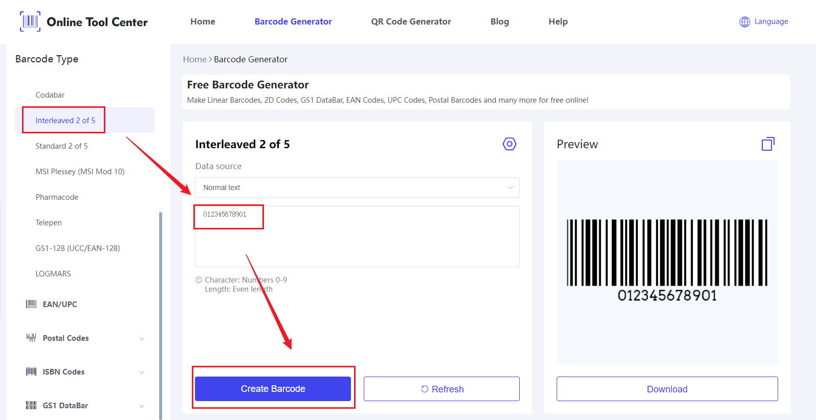 Interleaved 2 din 5 Barcode Generator.png