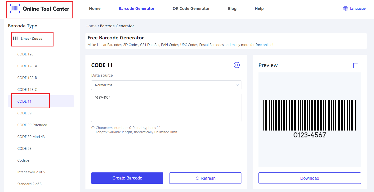 Code 11 Barcode Generator.png