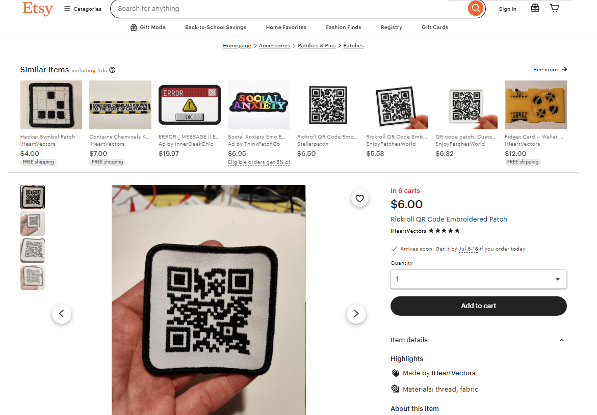 cod qr broderat rick roll de la Etsy.png