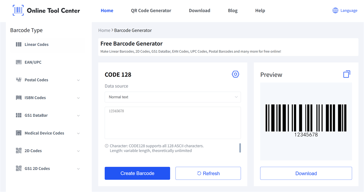 cod 128 generator de coduri de bare