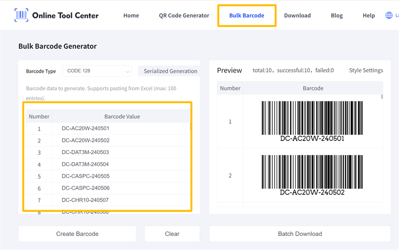 bulk barcode generator generator de coduri de bare în masă