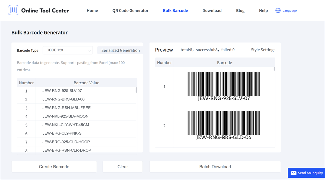 generarea codurilor de bare