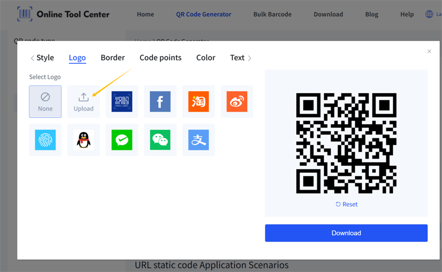 &icirc;ncărcați logo-ul &icirc;n generatorul de cod QR