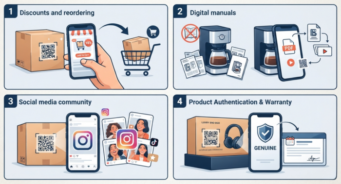 idei de autocolante cu cod qr pe pachetele produsului