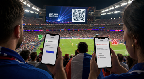 Scanarea codului QR la meciul Cupei Mondiale