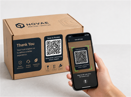 scan qr code on packing box scanați codul QR pe cutia de ambalare