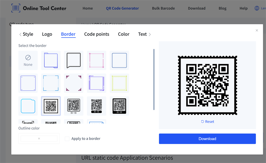 adăugați cadrul pentru codul QR
