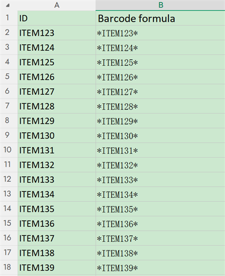 ID-ul activului excel