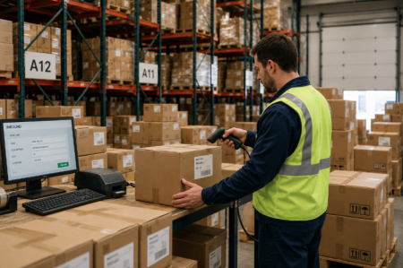 scanning barcodes in warehouse scanarea codurilor de bare în depozit